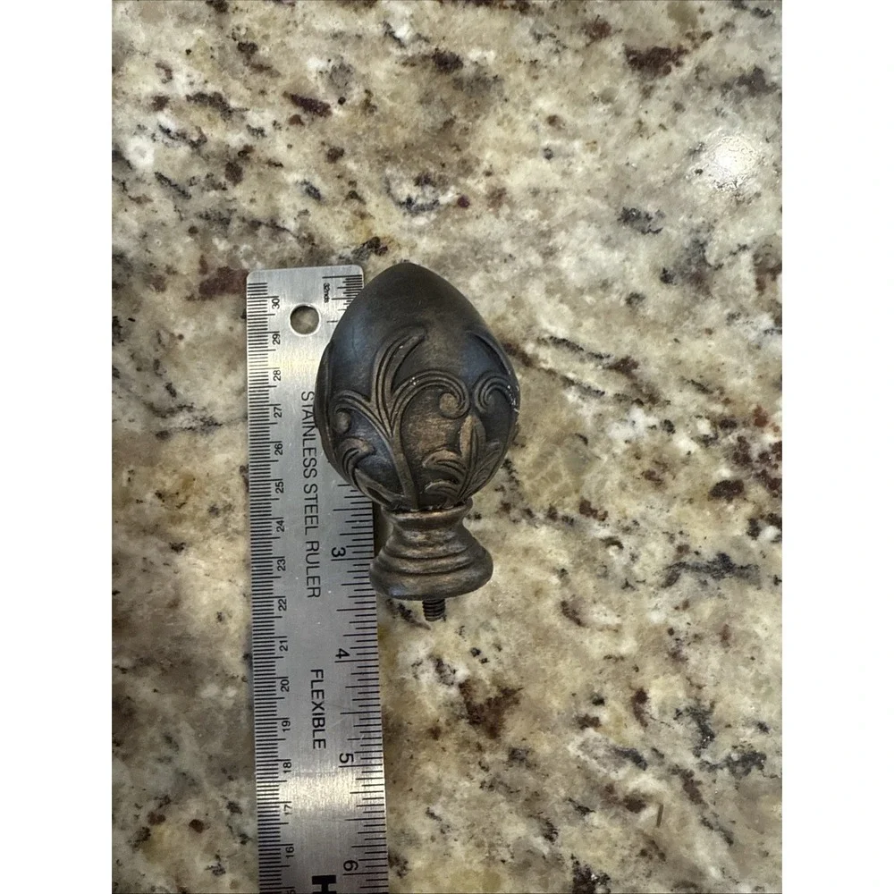 Set Of 4 Curtain ROD FINIALS, BRONZE FINISH THREAD‎ GOOD CONDITION Cabinet Knobs